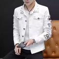 2023 Spring Autumn Personality Denim Jacket Men's Korean Style Clothing Rivet Jacket