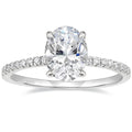 OLAN Luxury 3.5CT 925 Sterling Silver Rhodium Plated Oval Cut Moissanite Engagement & Wedding Rings with Prong Setting for Women