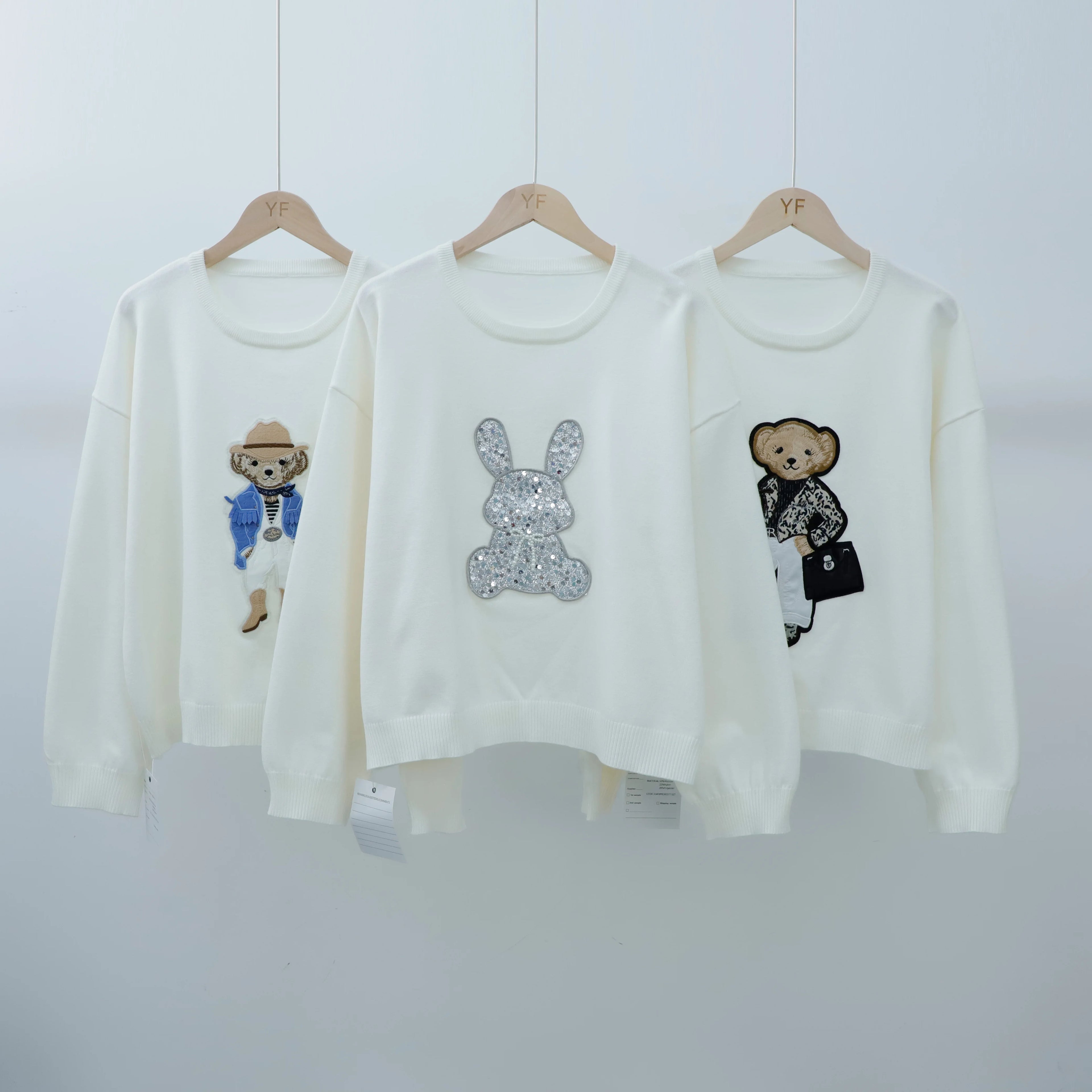2026 New Style Casual Round Neck Women Cartoon Bear Collar Sweater Knitted Conjunto De SuÃ©ter De Mujer Sweater Top