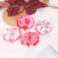 4 Inch Ribbon Boutique  Hairpins Children Girls Red Pinwheel Mother's Day Hair Bows with Clip