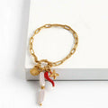 Lateefah Unique Design Women Starfish Chili Pearl Pendant Stainless Steel Bracelet