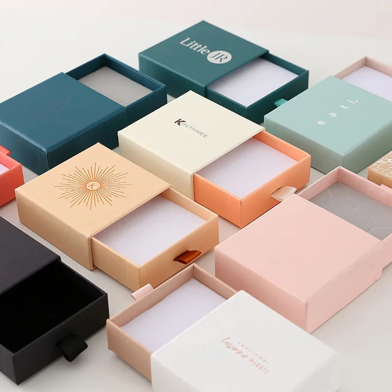 Luxury Jewelry Box Eco-Friendly Cardboard Packaging With Custom Logo Drawer-Style Paper Packaging for Jewelry Boxes