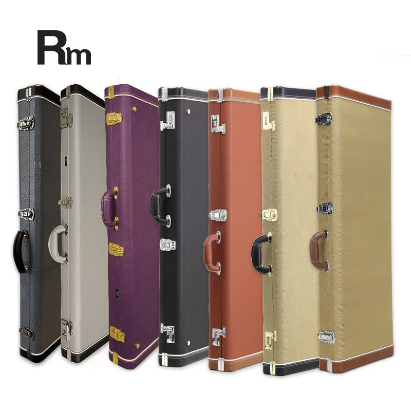 WC06C-E2 OEM ODM Factory's Leather Rectangle Guitar Shape Hardcase Shockproof Water Resistant Electronic Organ Custom Case