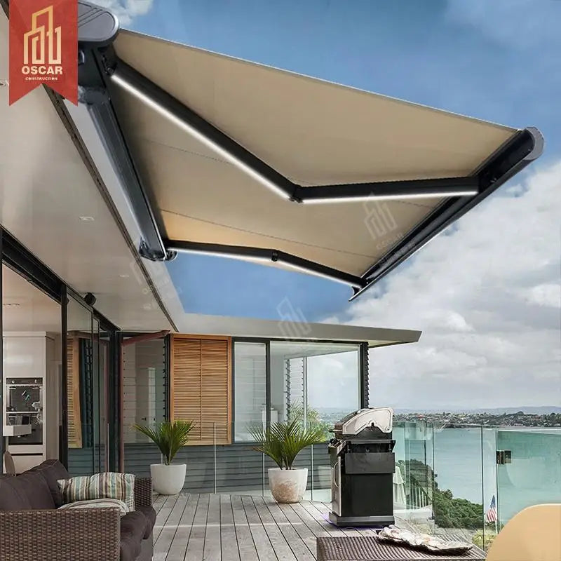 Outdoor Wall Mounted Motorized Manual Waterproof Sunshade Remote Control Switch Patio Garden Balcony Awning