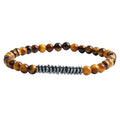 Hot Selling Handmade 4MM Natural Stone Handmade Elastic Volcano Tiger Eye Gemstone Beads Bracelet for Men
