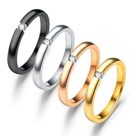 Wholesale New Design 2024 Gold Plated Silver Plated Stainless Steel Couple Rings Stainless Steel Rings Diamond Rings for Women