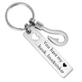 Custom Logo Engraved Rectangular Stainless Steel Keychain Small Metal Charm Carabiner Accessories for Promotions