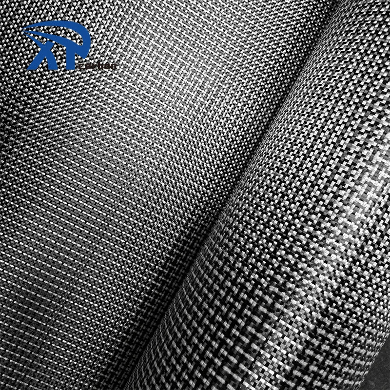 High Performance 80g Carbon Mix Aramid Fiber Cloth Black+white Aramid Carbon Hybrid  Cloth
