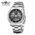 Relogio Forsining Montrepourhomme Mechanical Watches Automatic Self-Wind Golden Transparent Wristwatch for Man