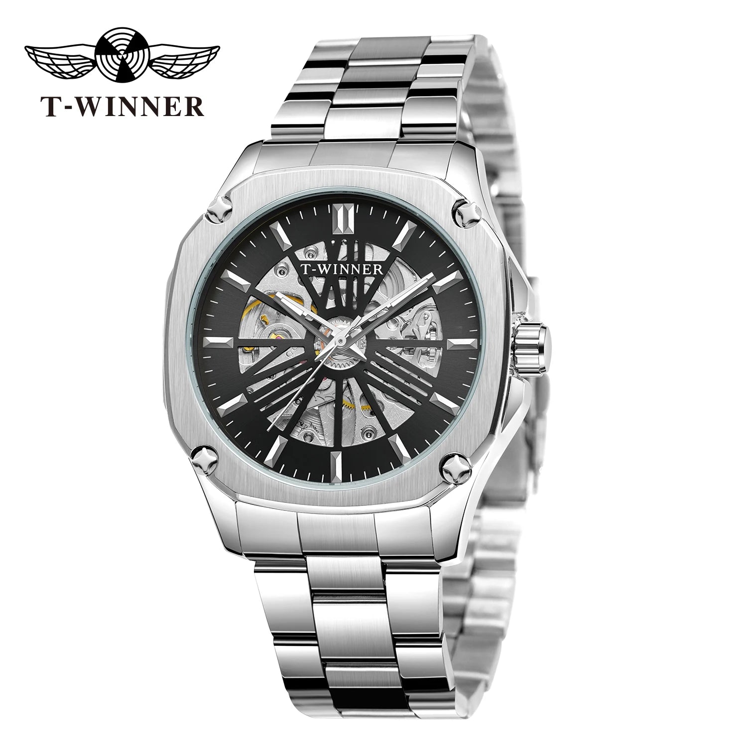 Relogio Forsining Montrepourhomme Mechanical Watches Automatic Self-Wind Golden Transparent Wristwatch for Man