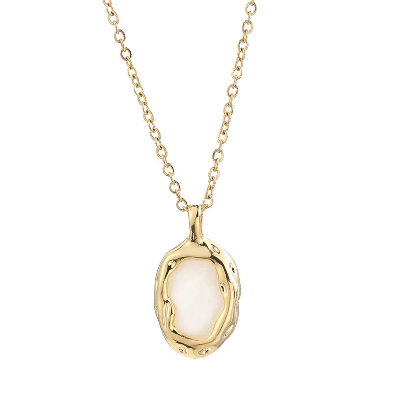 Fashion Natural Shell Irregular Pendant Necklace Tarnish Free Stainless Steel Gold Plated Necklace Collier En Acier Inoxydable