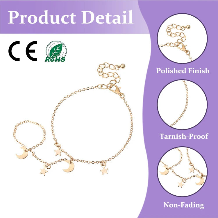 Customized 304 Stainless Steel Bracelet Waterproof butterfly Pendant Princess Moon Star Pearl Zircon Classic Style Ring Bracelet