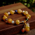 Man Natural Gemstone Burma Jade Bracelet Drum Pumpkin Beads Gourd Topaz Pixiu Charm Fengshui Bracelet for Woman Bangle