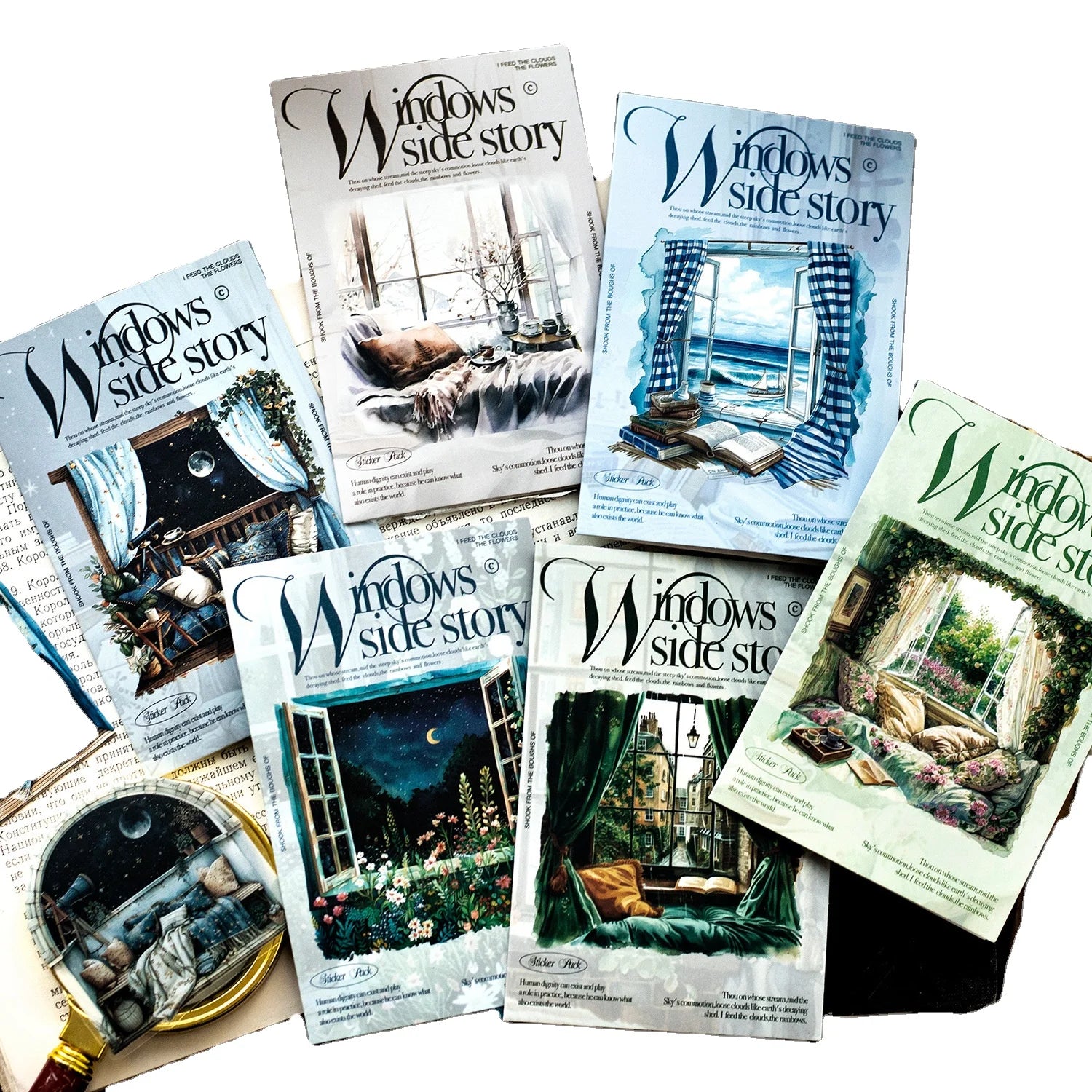 20pcs Per Pack PET Material Package Window Story Collection Series Window Scenery Handbook Decoration Material Stickers