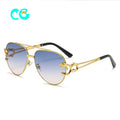 Vintage Rimless Alloy Aviation Pilot Sunglasses for Men 2024 Brand Gradient Sun Glasses Female Metal Oval Shades Black Brown
