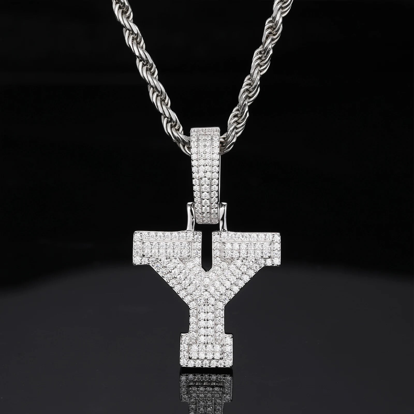 925 Sterling Silver Moissanite Gold-Plated Initial Letter Pendant Necklace for Men and Women Perfect Party Accessory and Gift