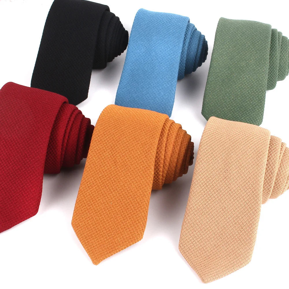Casual 7cm Polyester Slim Knit Tie for Men Solid Plain Knitted Ties Men Skinny Narrow Neckties