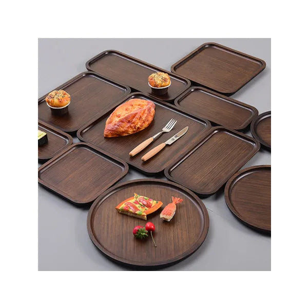 Bamboo Oval Round square Rectangular Small Large Black Decorative Bamboo Tray Serving Tray