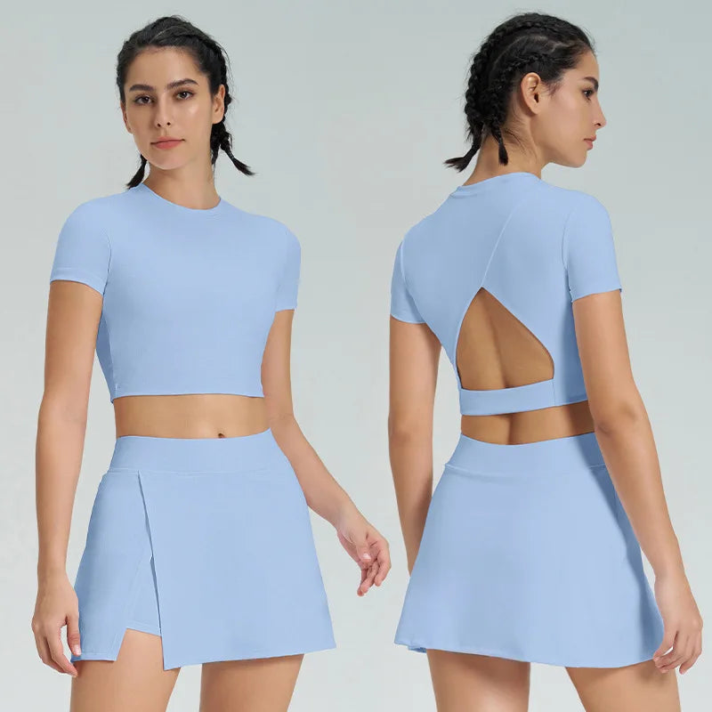 Women Golf Sports Short Skirts Fitness Tennis Set Quick Drying A-line Version of Women Yoga Dress Set