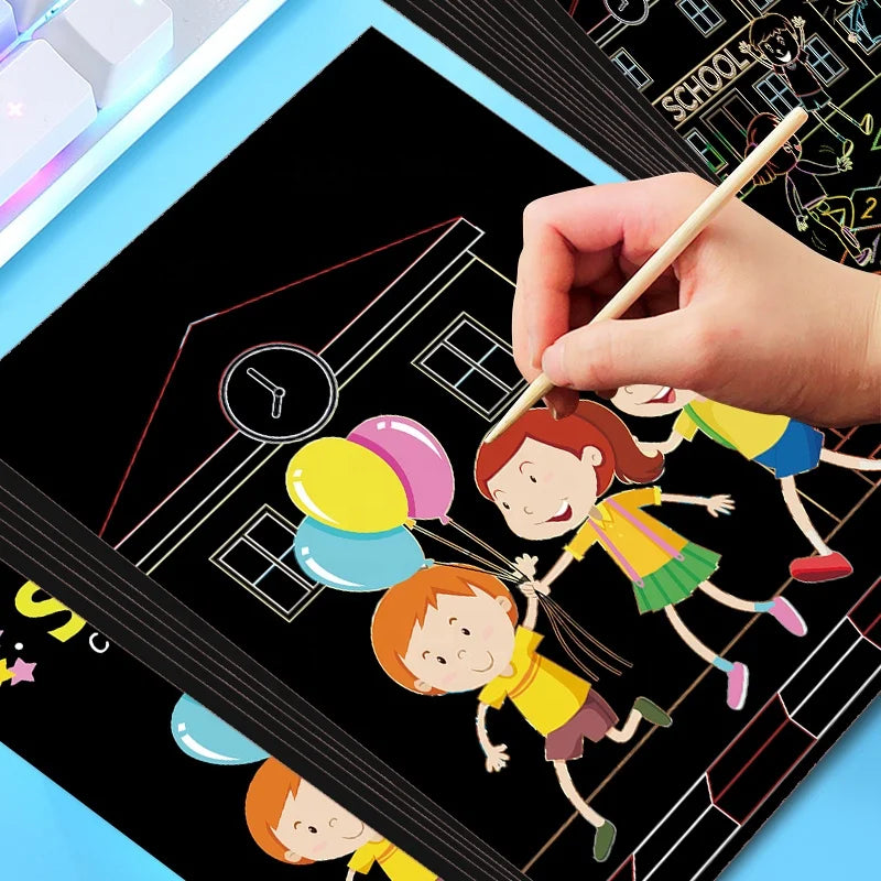Scratch Art Set  Magic Scratch Paper Book for Kids Black Scratch Off Art  for Kids