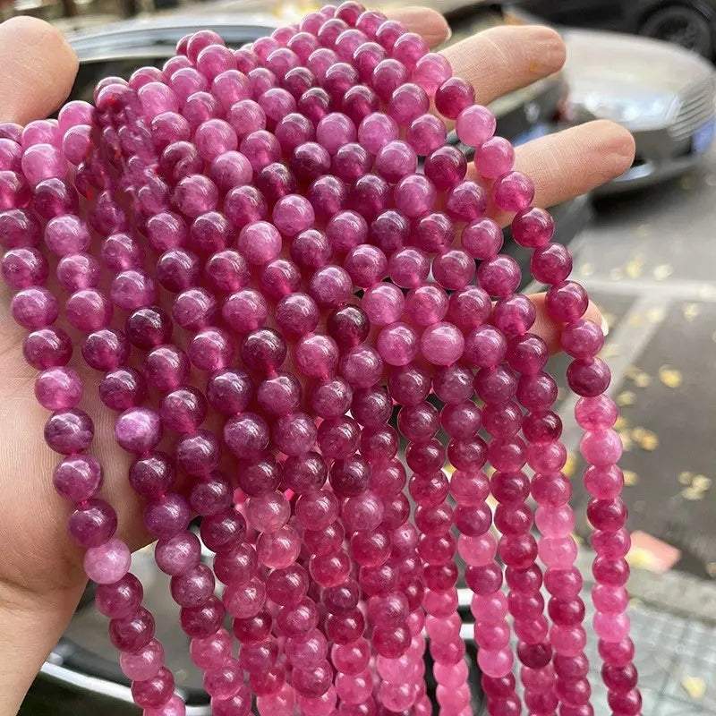 New Arrival Pink Tourmaline Round Bead Necklace Bracelet Diy Jewelry Accessories Cross-Border Wholesale