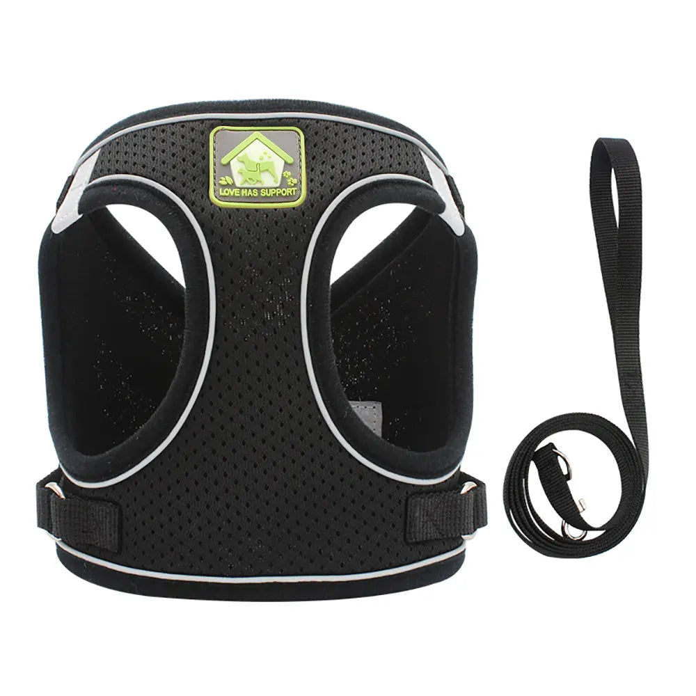 Hot Selling Fashion Adjustable Padded Pet Cat Dog Harness Collar Leash Reflective Dog Vest Leash