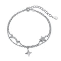 Dylam Non Tarnish Hypoallergenic Delicate Tiny Sublimation Star Moon 925 Sterling Silver Layers Accessories Bracelets for Women