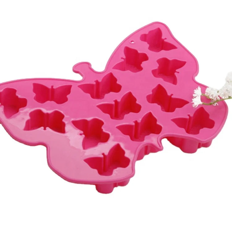 Wholesale Custom Portable Small Eco-friendly BPA Free Non-Toxic Silicone Ice Cube Tray Mini Thin Tiny Butterfly Shape Easy