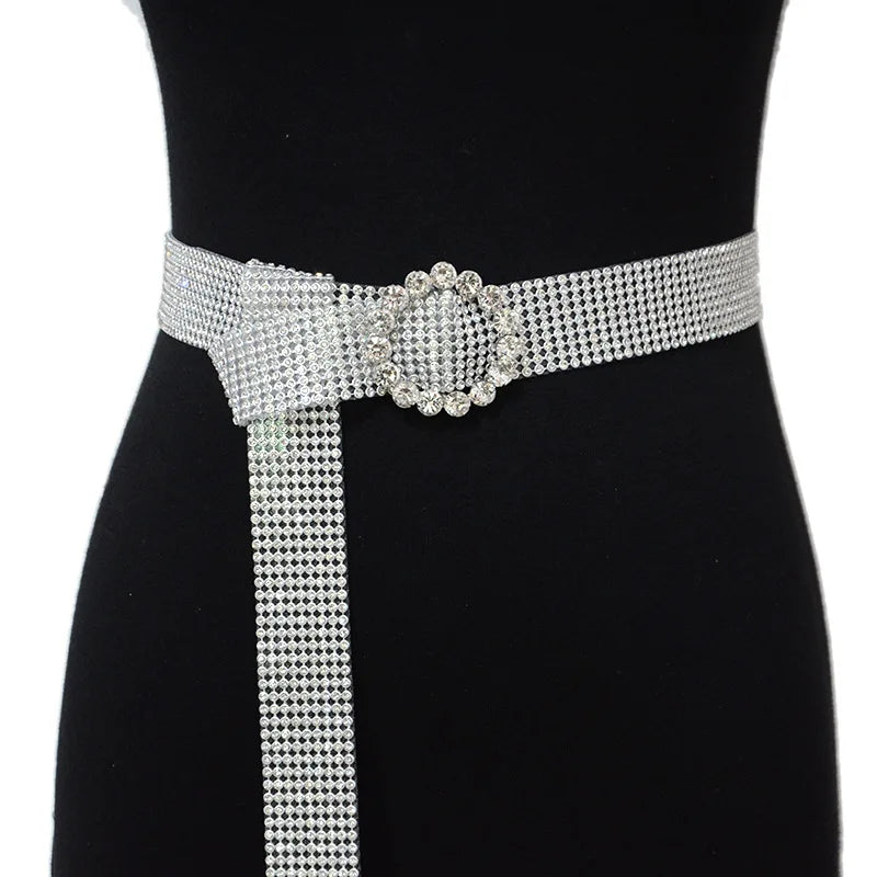 Fashion Sparkly Rhinestone Crystal Wedding Belts Bridal Buckle Diamond Chain Women Belt Waistband 2.8cmx120cm