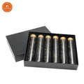 Beautiful Empty Paper Gift Custom Matte Black Tea Box Packaging With 6 Glass Tube