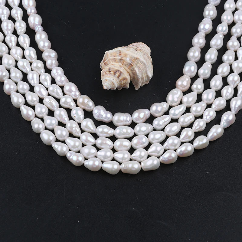 Zhuji Natural AA Color White Drop Baroque Freshwater Loose Pearls Strands for Sale