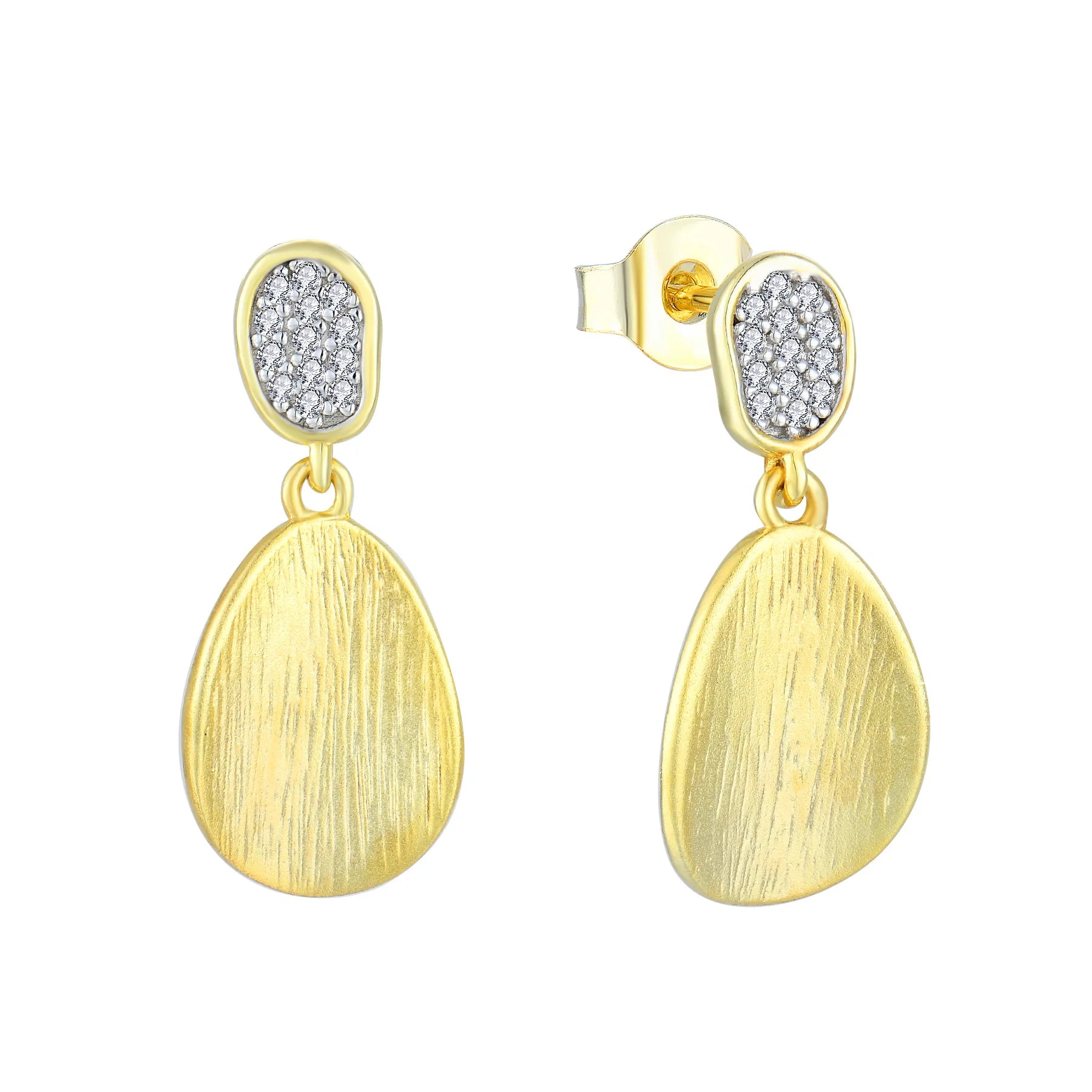 Qingxin Custom OEM Fine Jewelry Women Luxury 925 Sterling Silver Gold Plated Zircon Drop Earrings