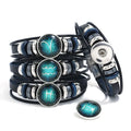 Hot Selling New 12 Zodiac Stainless Steel & Cow Leather Vintage Adjustable Bracelet DIY Charm Bangles
