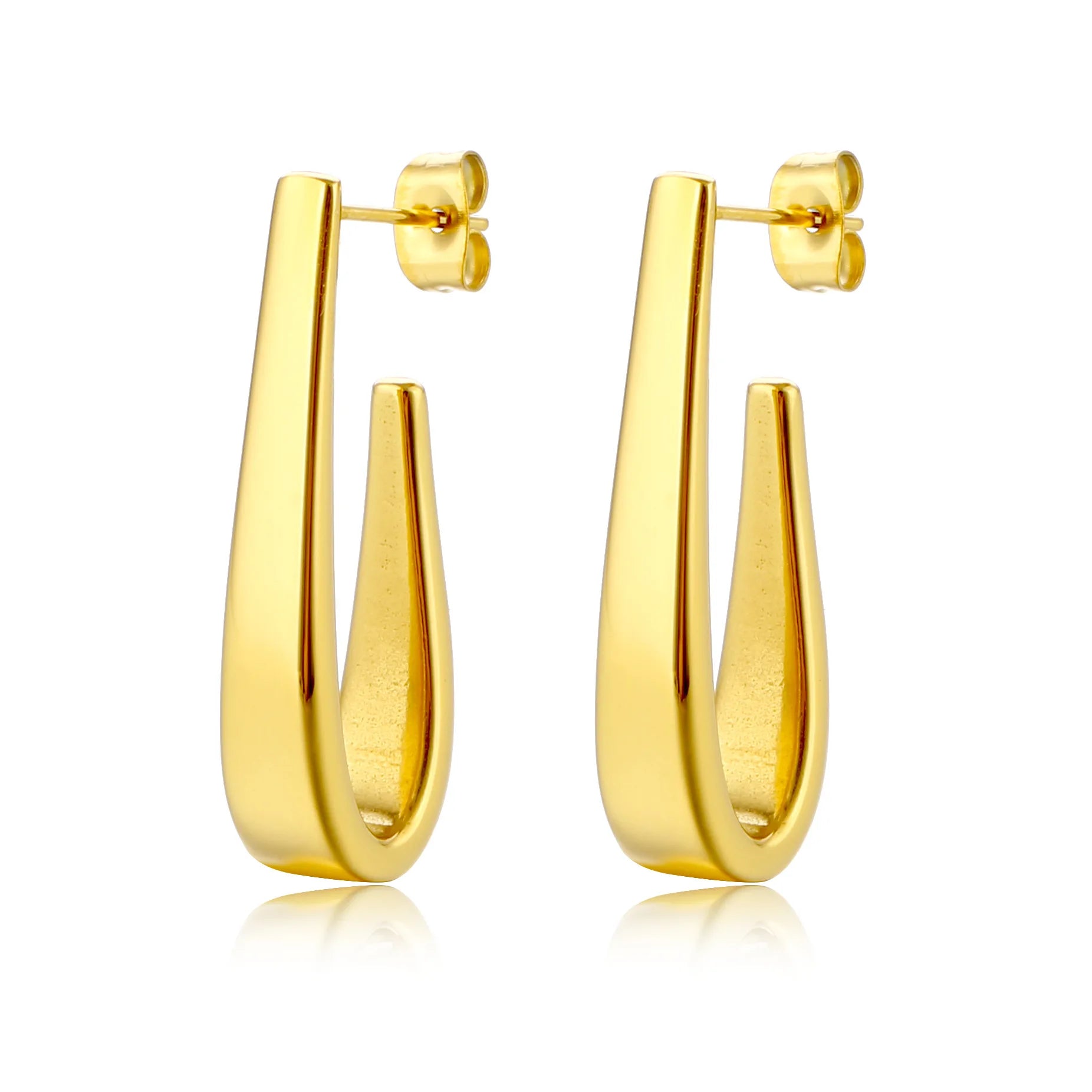 18K Gold Stainless Steel Luxury Hook Earrings Trendy Stylish Niche Personality Titanium Steel Hoop Design Fashionable Niche Wind