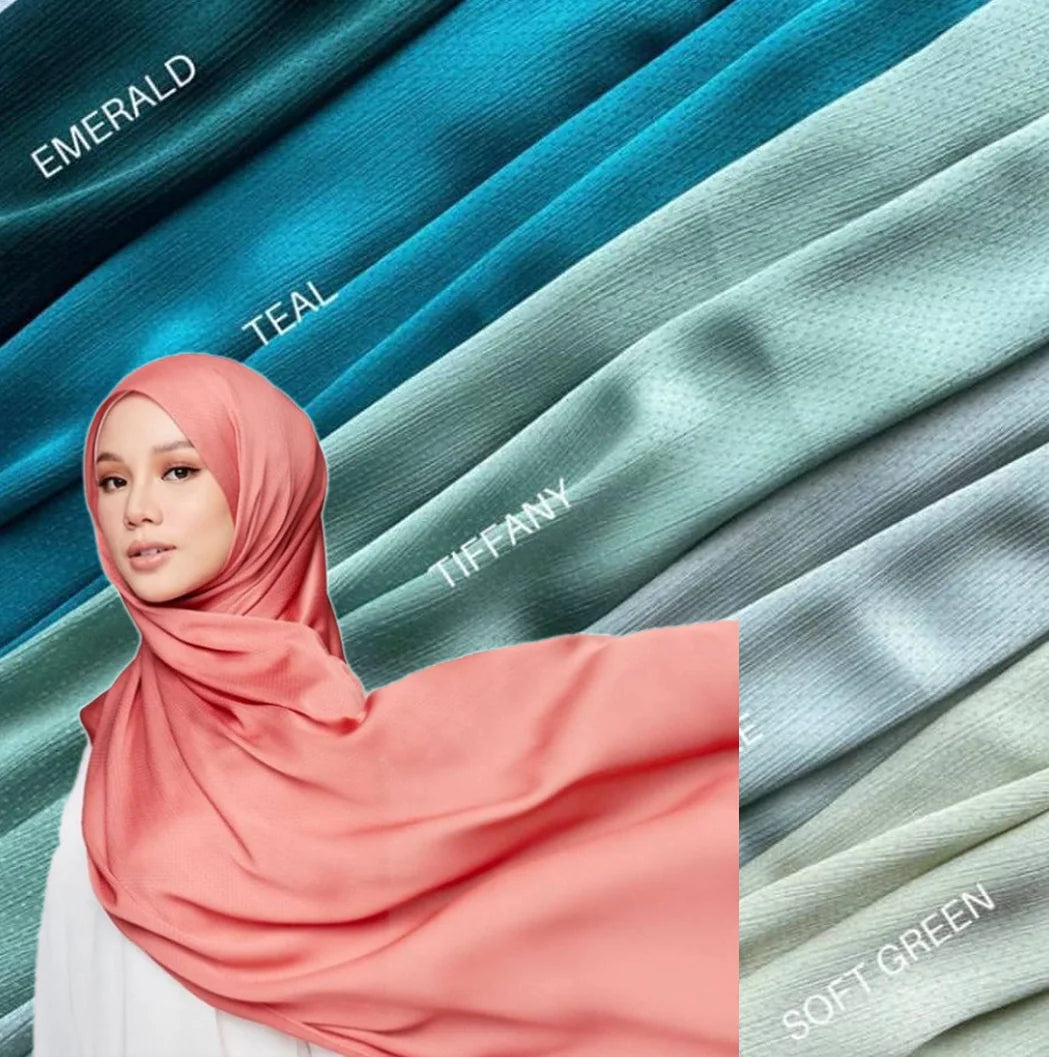 Malaysia Women's Long Chiffon Hijab Printed Muslim Scarf With Plain Bubble Color Stain Polyester Spring-ZW06 Customizable Logo