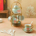 European Style 20-Piece Ceramic Coffee Set Electroplated Coffee Cups and Saucers for English Afternoon Tea Dinnerware Set