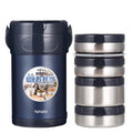 2.3L 4 Layer Metal Thermal  Insulated Stainless Steel Lunch Box Vacuum Seal Lunch Box for Kids