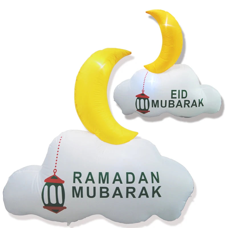 Led Twinkling Stars and Illuminated Moon Event Party Custom Courtyard Inflatable Ramadan Decoration