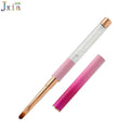 Jiexia Private Label Nail Supplies Ombre Pink Metal Handle Nylon Hair Oval Gel Painting Brush