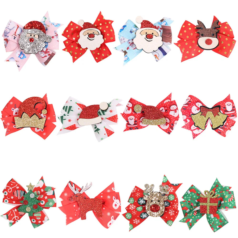 New Christmas Hairpin Female Christmas Antler Bow Hairpin Christmas Hair Dress up Accessories Children's Cartoon Headdress Clips