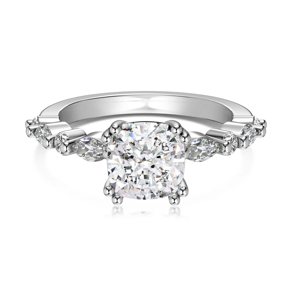 Dylam Custom Fine Jewelry S925 Sterling Silver Ring Rose Pink Cz Cubic Zirconia Square Shape Engagement Wedding Rings for Women