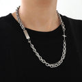 2021 Fashion Splicing Stainless Steel Necklace Male Hip Hop Layers Clavicle Chain Simple Long Metal Cuban Chain Men Necklace