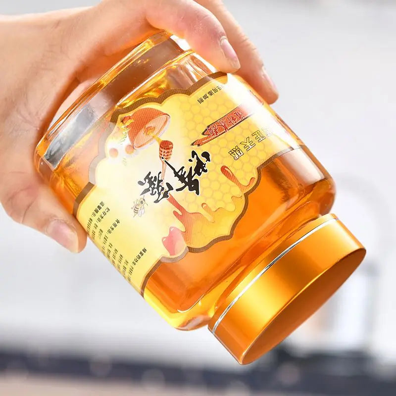 Food Grade 280ml 380ml 500ml 730ml Honey Jam Glass Jar Frosco Vidrio Square Glass Bottle With Deep Metal Lids