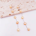 Dainty 925 Silver Brass & Gold Plated Freshwater Pearl Bead Dangle Drop Earrings Wedding Jewelry for Women Fashion Hoop Design