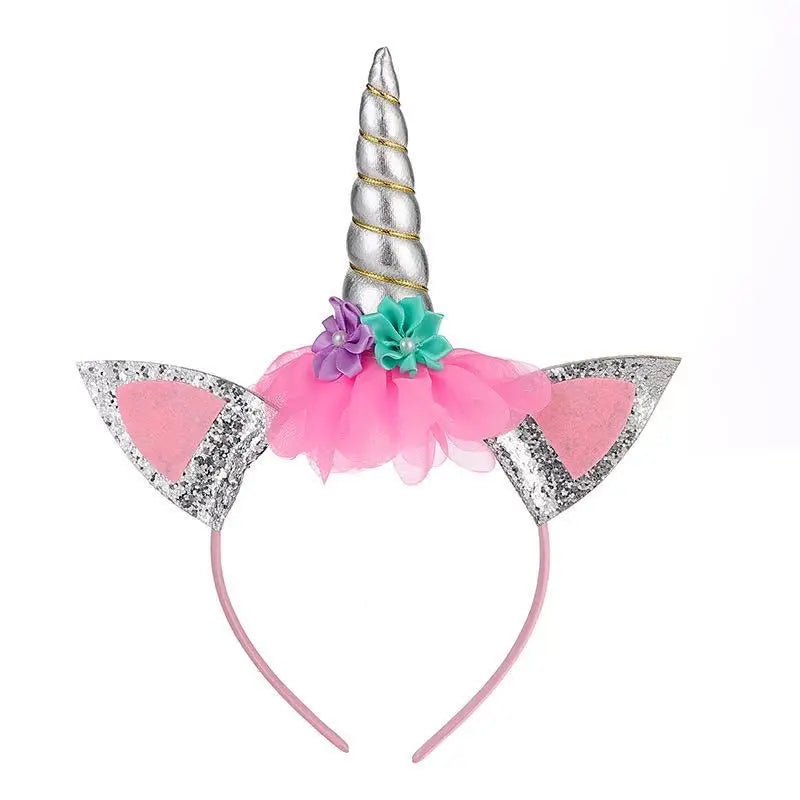 Hot Sale Cute Kids Unicorn Hair Band With Flower Decoration Angel Design Hair Band