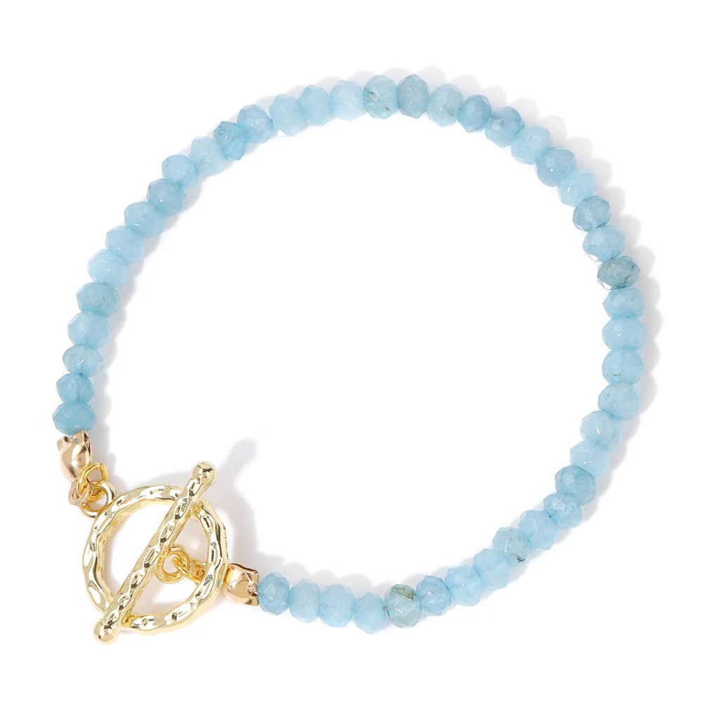 Natural Gemstone Beaded Bracelets 3*4mm Faceted Crystal Stone Beads Bracelet Amethyst Turquoise Bead Bracelet