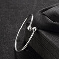 Sun Star Jewelry Manufacturer Trendy 925 Sterling Silver Rhodium Plated Lady's Double Ball Adjustable Open Cuff Bangle ZIRCON 2