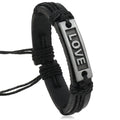 New Fashion LOVE Bangle Leather Bracelet Stylish Charm Bracelets for Lovers