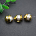 New Design Natural Freshwater Pearls Gold Plated Baroque Round Beads Honeycomb Loose Pearl Beads for DIY Jewelry Findings