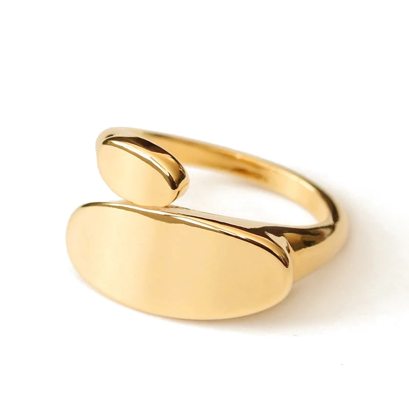 Wholesale Custom Stainless Steel Ring Gold High Polished Circular Seal Laser Engraved Ring